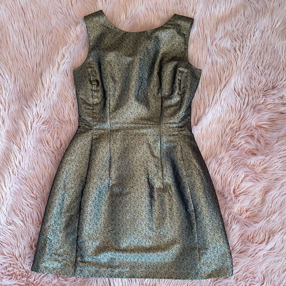 A|wear Gold Fit & Flare Ribbed Party Dress